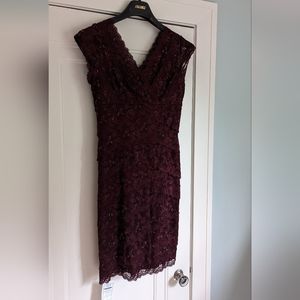 CACHE maroon stretch party dress